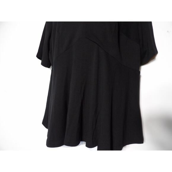 Eloquii Blouse Top 18 Black Scalloped Neck Short Sleeve Career Office Rayon NWT - Picture 5 of 12